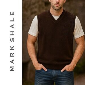 Mark Shale Men's V-Neck Sweater Vest in Dark Brown